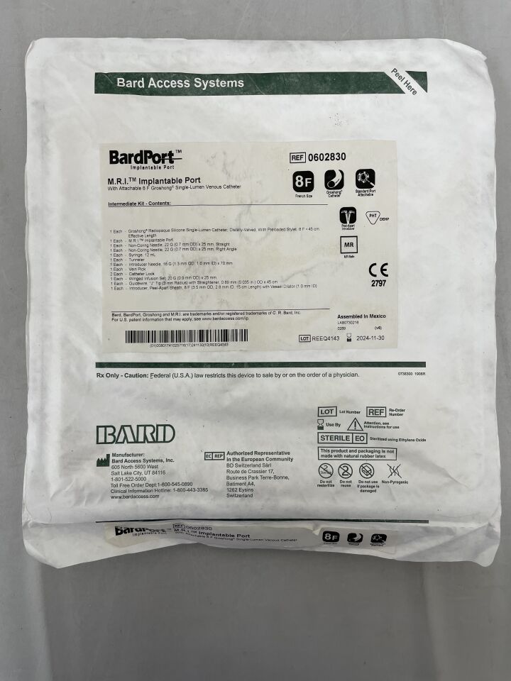 602830 - BARD - MRI Implantable Port with 8F Groshong Single-Lumen Venous Catheter, (EA) - ( Expiry Date: 2024-11-30 )
