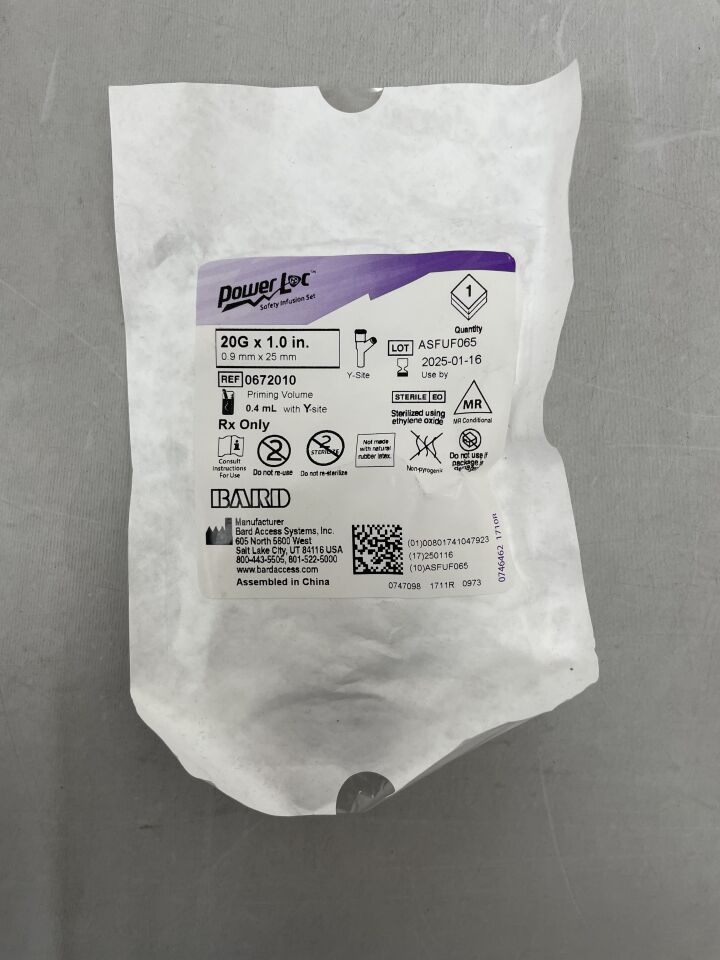672010 - BARD - PowerLoc Safety Infusion Set w/Y-Site 20G x 1", (EA) - ( Expiry Date: 2025-01-16 )