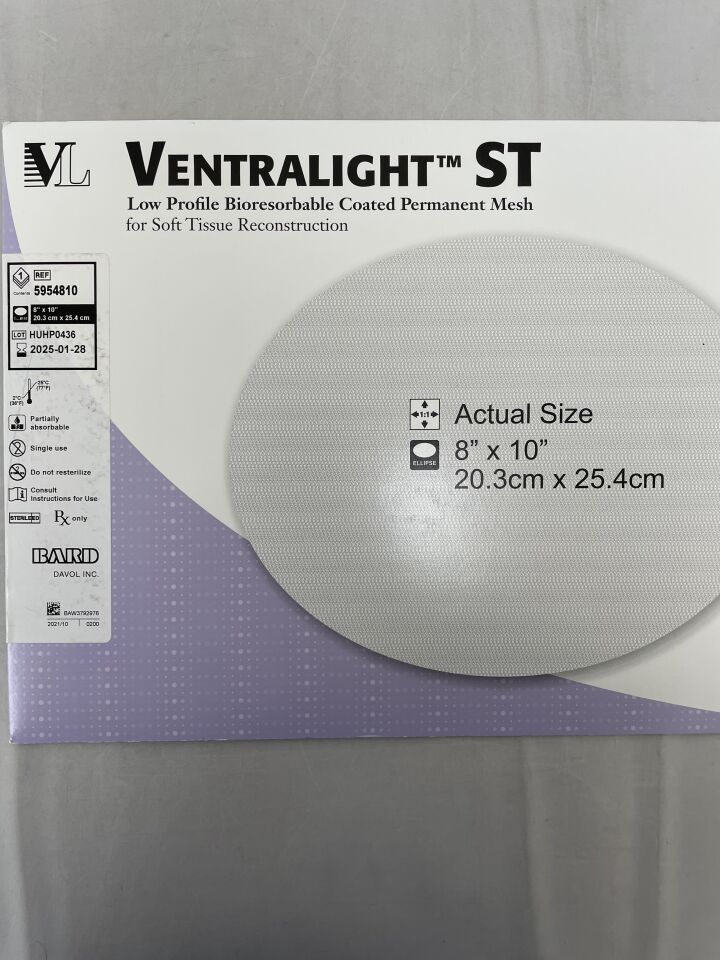 5954810 - BARD - Ventralight ST Medium Weight Monofilament Polypropylene Mesh, 8 x 10 in., (BX/1) - ( Expiry Date: 2025-01-28 )