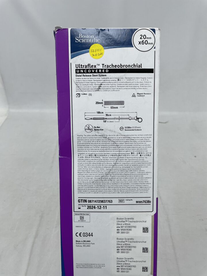 7638 - BOSTON SCIENTIFIC - Ultraflex Tracheobronchial Uncovered Distal Release Stent System - 20mm x 60mm, (BX/1) - ( Expiry Date: 2024-12-11 )