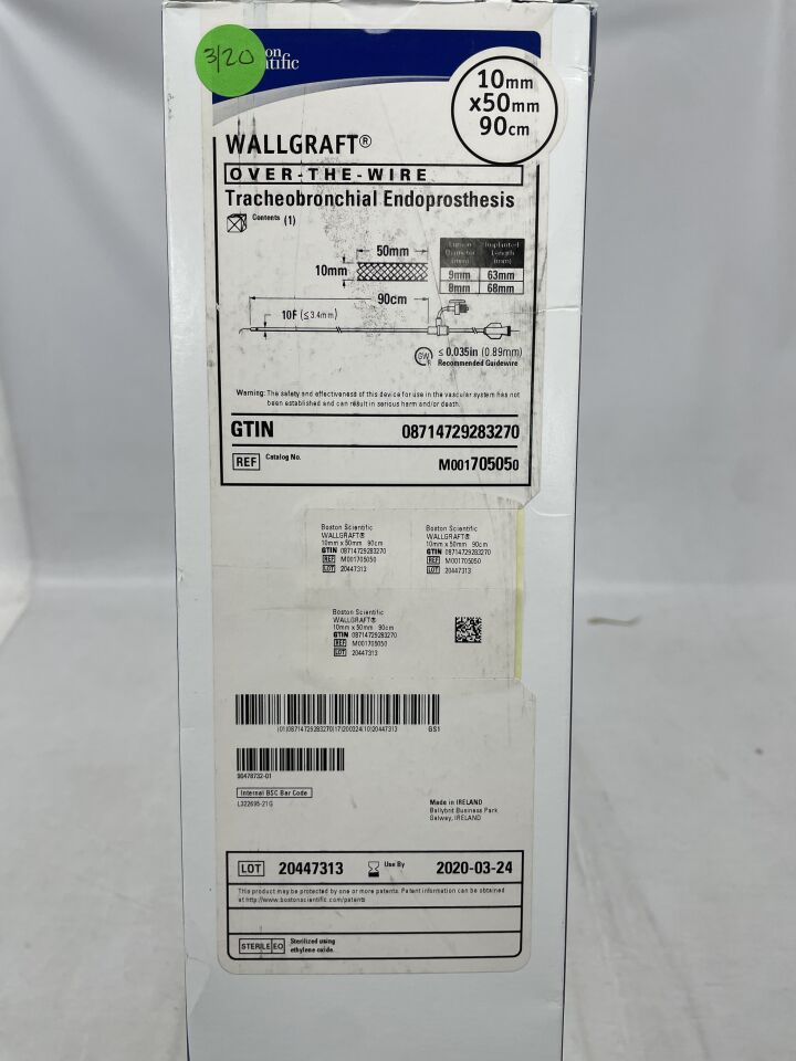 70505 - BOSTON SCIENTIFIC - WALLGRAFT OTW Tracheobronchial Endoprosthesis - 10mm x 50mm x 90cm, (BX/1) - ( Expiry Date: 2020-03-24 )