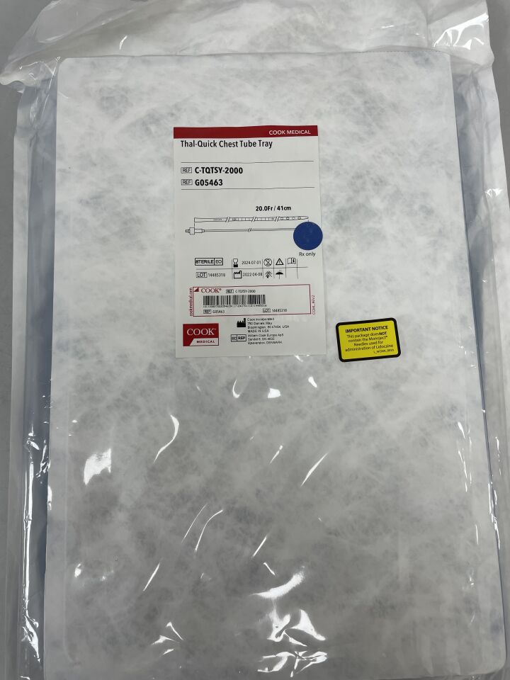 G05463 - COOK - Thal-Quick Chest Tube Tray, 20Fr, (EA) - ( Expiry Date: 2024-07-01 )