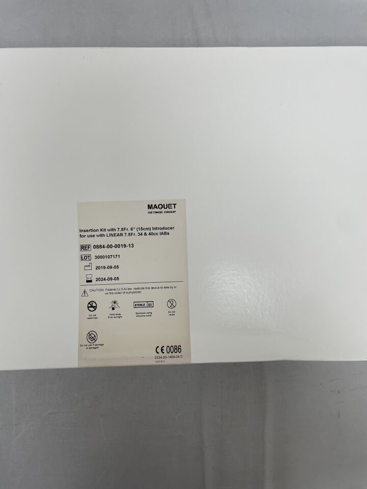 0884-00-0019-13 - MAQUET - Insertion Kit with 6in. Introducer for use with LINEAR 7.5F, 34 and 40cc IAB's, (BX/1) - ( Expiry Date: 2024-09-05 )