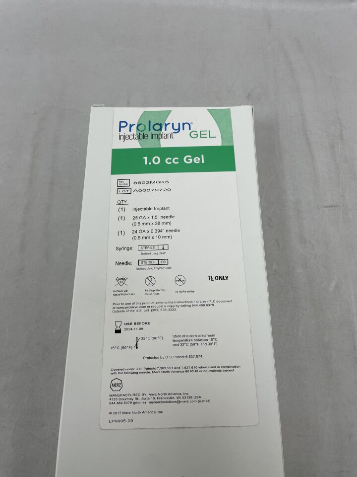 8602M0K5 - MERZ - Prolaryn Injectable Implant 1.0cc Gel, (BX/1) - ( Expiry Date: 2024-11-09 )