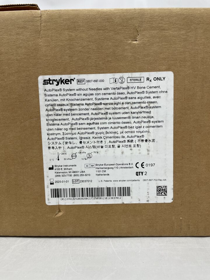 0607-687-000 - STRYKER - AutoPlex System w/o Needles w/VertaPlex HV Bone Cement, (BX/2) - ( Expiry Date: 2025-01-01 )