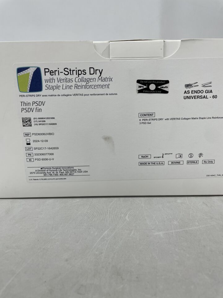 PSD6006UV - SYNOVIS - Peri-Strips Dry with Veritas for Medtronic Endo GIA Universal 60, () - ( Expiry Date: 2024-12-09 )