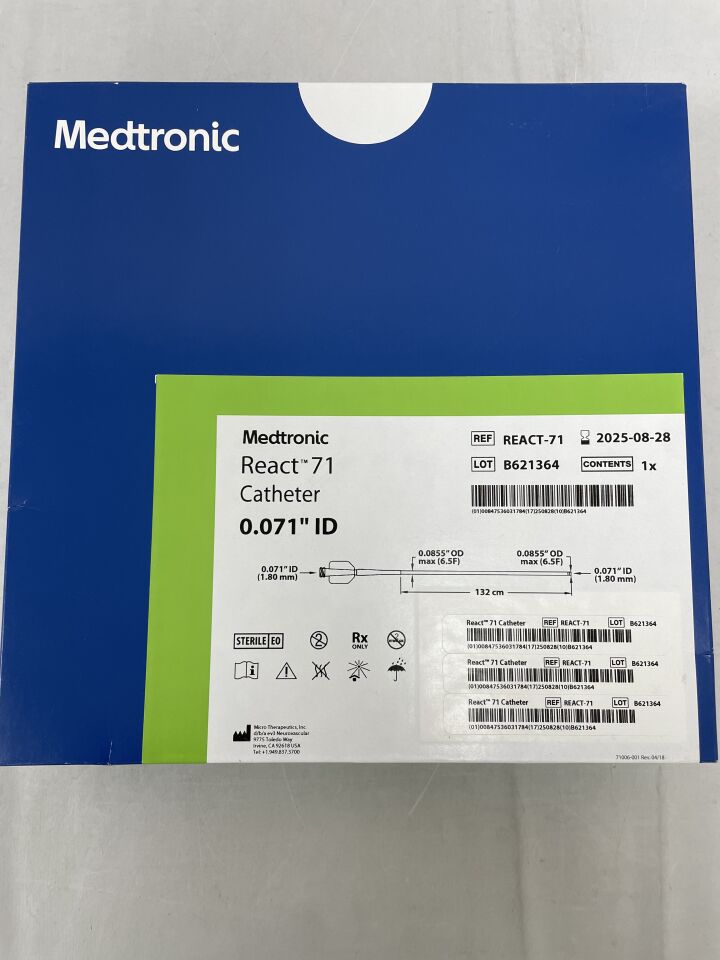 REACT-71  -  MEDTRONIC  -  React 71 Aspiration Catheter, 6.5F , (  )  -  ( Expiry Date : 2025-08-28 )