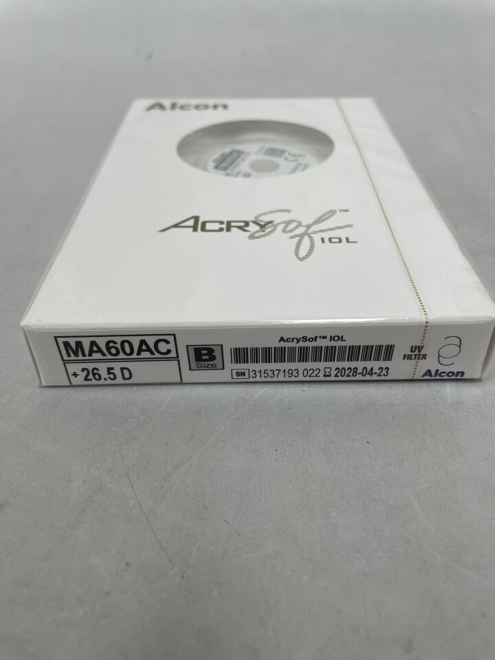 MA60AC.265 - ALCON - Lente intraocular multipieza de acrílico blando AcrySof, 26,5 D, (caja/1) - (Fecha de caducidad: 23/04/2028)