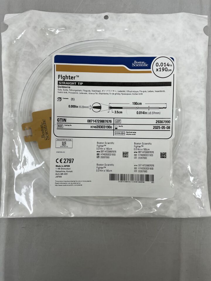 39303190 - 波士頓科學 - 戰鬥機導絲，直頭，0.014英寸 x 190厘米，（EA）-（有效期至：2025年5月8日）