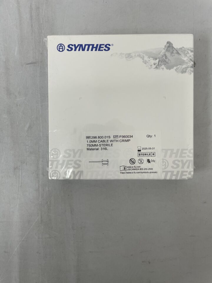 298.800.01S - SYNTHES - DePuy Synthes Stainless Steel Cable with Crimp, 1 dia. x 750 mm Length, Sterile, (BX/1) - ( Expiry Date: 2025-05-31 )