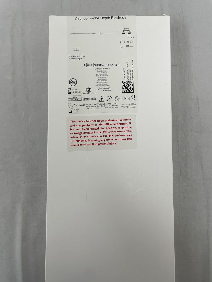 SD04R-SP05X-000 - AD-TECH - Spencer Probe Depth Electrode 4 Contact, 5mm Spacing, (BX/1) - ( Expiry Date: 2025-01-01 )