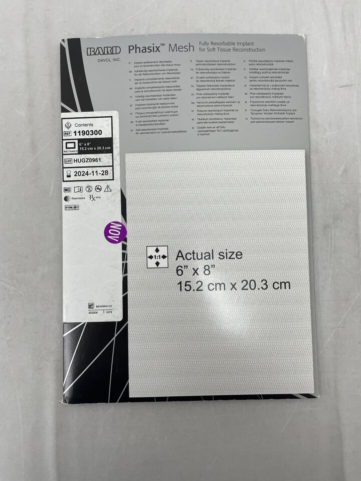 1190300 - BARD - Phasix Mesh Rectangle 6" x 8", (BX/1) - ( Expiry Date: 2024-11-28 )