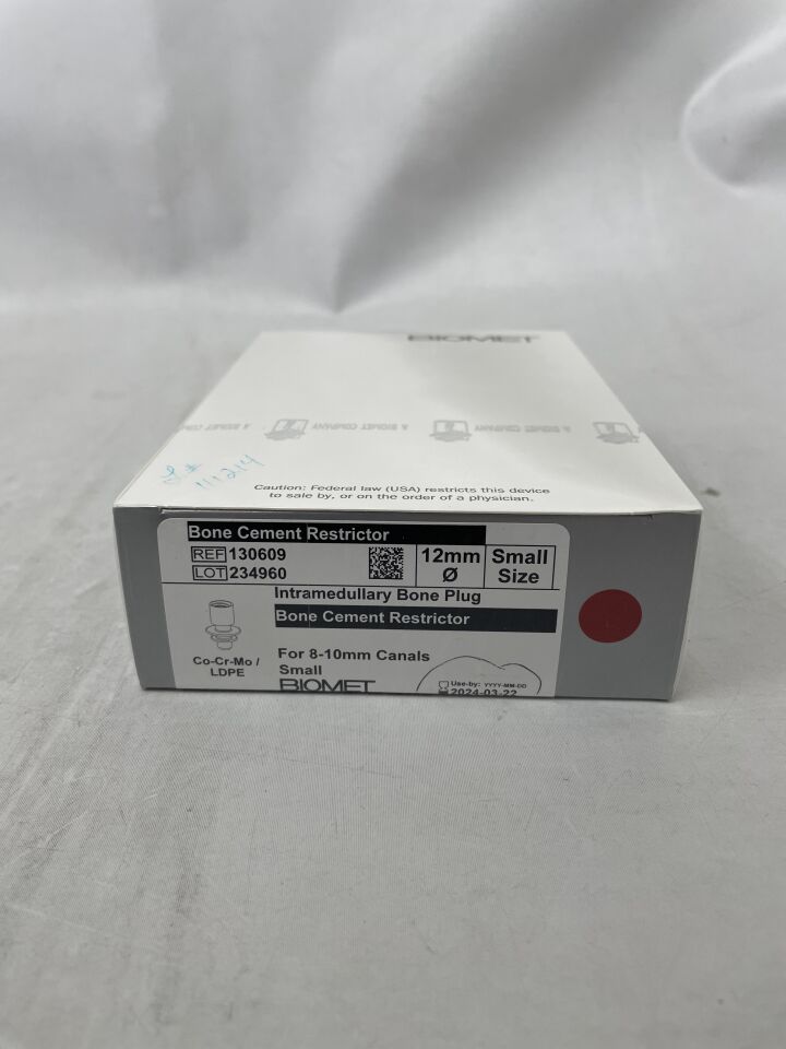 130609 - BIOMET - Intramedullary Bone Plus, Bone Cement Restrictor for 8-10mm Canals, Small, 12mm
, () - ( Expiry Date: 2024-03-22 )