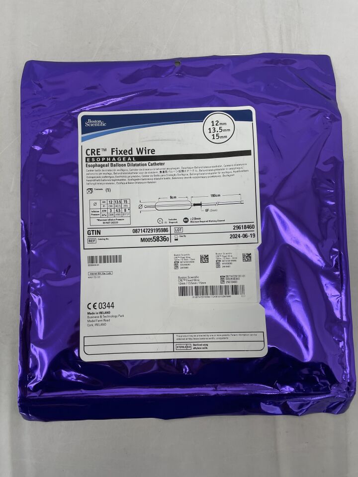 5836 - BOSTON SCIENTIFIC - CRE Fixed Wire Esophageal Balloon Dilatation Catheter, 6FR x 180cm, 12mm/13.5mm/15mm, () - ( Expiry Date: 2024-06-19 )