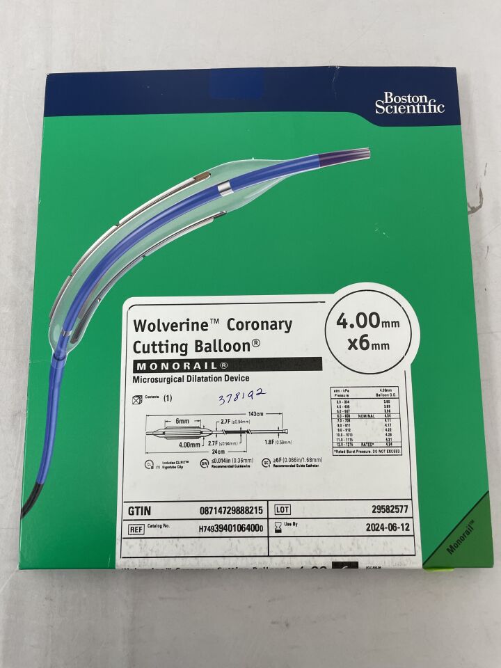 3940106400 - BOSTON SCIENTIFIC - Wolverine Coronary Cutting Balloon Over-The-Wire Microsurgical Dilatation Device, 4.00mm x 6mm, (BX/1) - ( Expiry Date: 2024-06-12 )