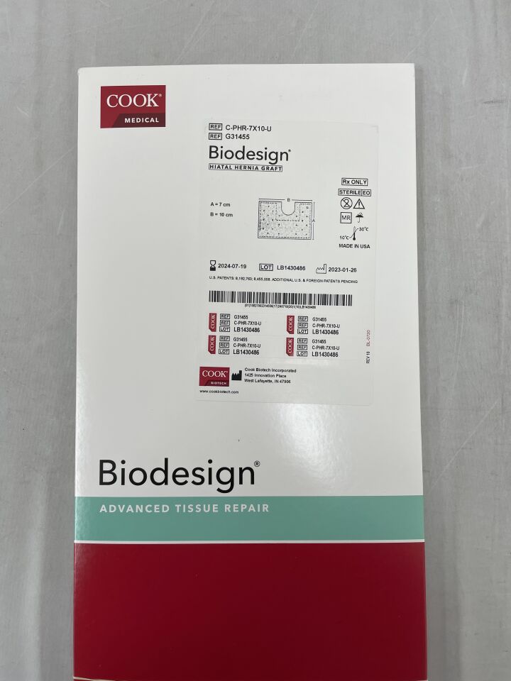 G31455 - COOK - Biodesign Hiatal Hernia Graft, Pre-Shaped 7cm x 10cm, () - ( Expiry Date: 2024-07-19 )