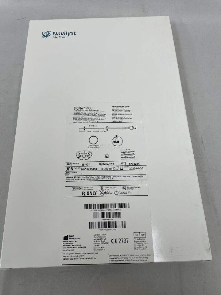 45-801 - NAVILYST - BioFlo Power Injectable Single Lumen 3F PICC with ENDEXO & PASV Catheter Kit, SS Wire, (BX/1) - ( Expiry Date: 2025-04-30 )