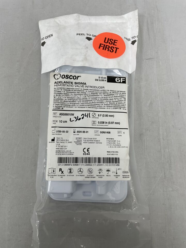 ASG06010W - OSCOR - Adelante Sigma Hemostatic Valve Introducer 6F, (EA) - ( Expiry Date: 2024-06-01 )