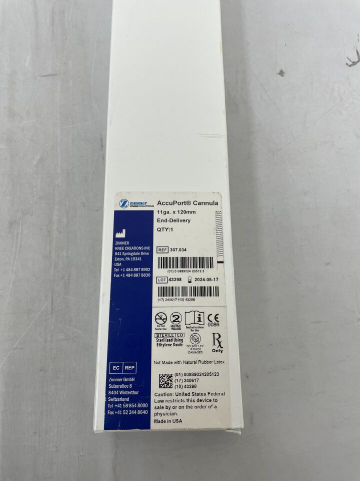 307.034 - ZIMMER - AccuPort End Delivery Cannula, 11G x 120mm , () - ( Expiry Date: 2024-06-17 )