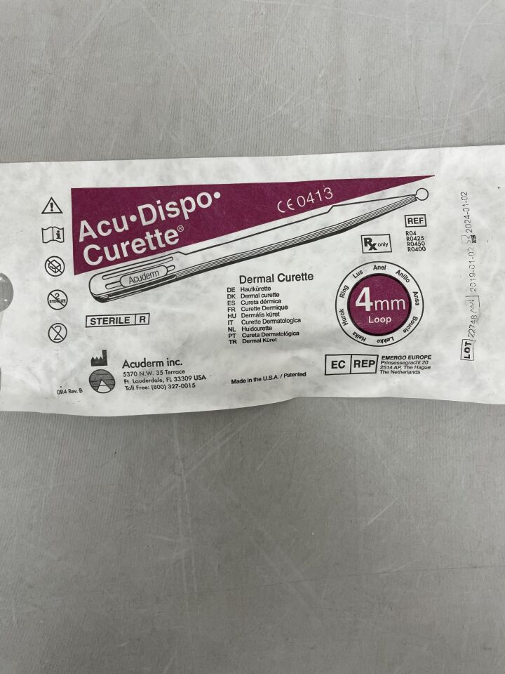 R0425 - ACUDERM - Curette Dermal, 4mm, (EA) - ( Expiry Date: 2024-01-02 )