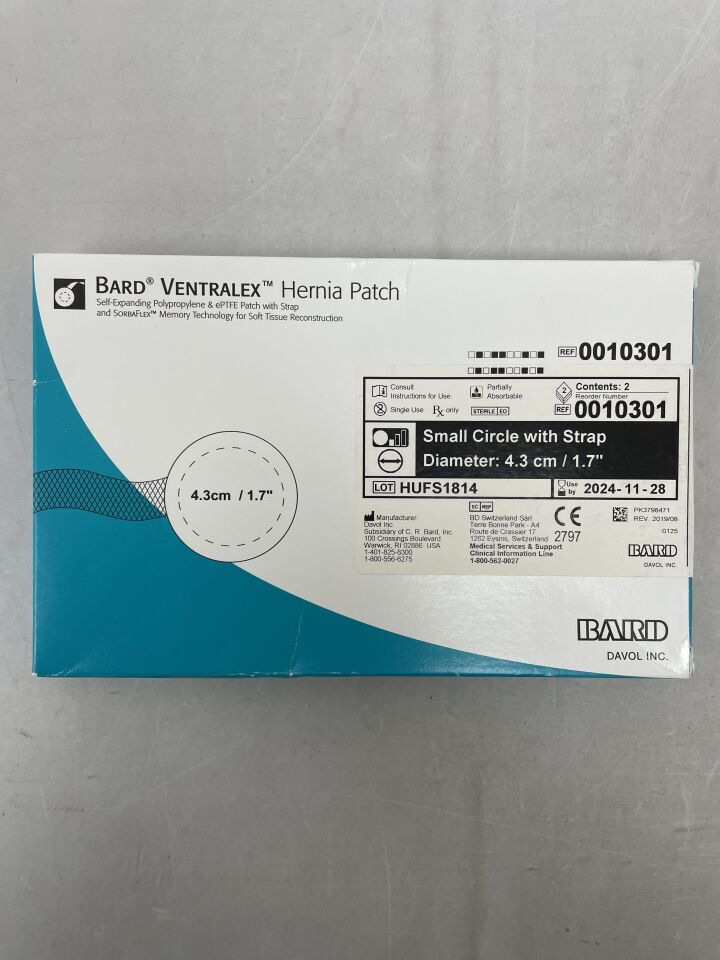 10301 - BARD - Ventralex Hernia Patch, Small Circle w/Strap 4.3cm, (BX/2) - ( Expiry Date: 2024-11-28 )