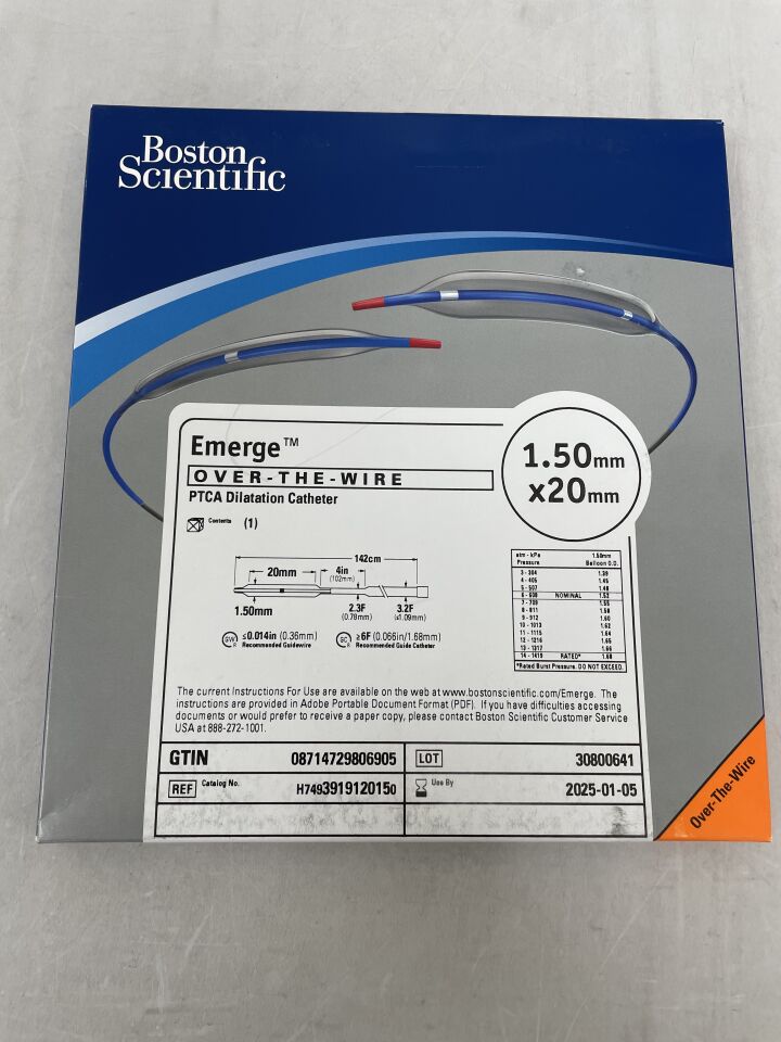 391912015 - BOSTON SCIENTIFIC - Emerge OTW PTCA Dilatation Catheter - 1.50mm x 20mm, (BX/1) - ( Expiry Date: 2025-01-05 )