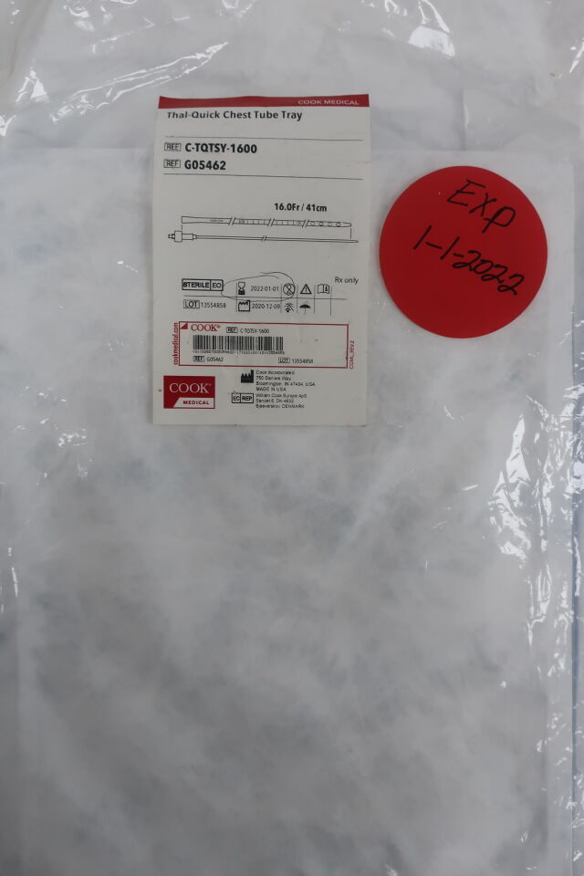 G05462 - COOK - thal-quick chest tube tray 16f x 41cm, (EA) - ( Expiry Date: 2024-05-19 )