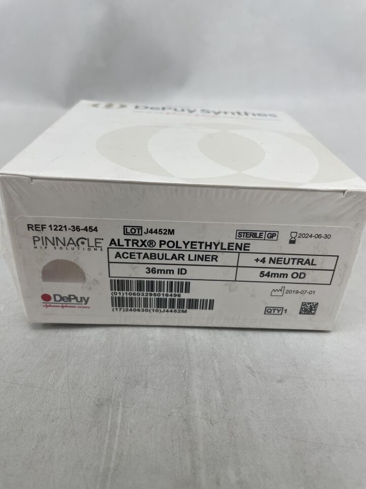 1221-36-454 - DEPUY - Pinnacle Altrx +4 Neutral Polyethylene Acetabular Liner, 36mm x 54mm , (BX/1) - ( Expiry Date: 2024-06-30 )