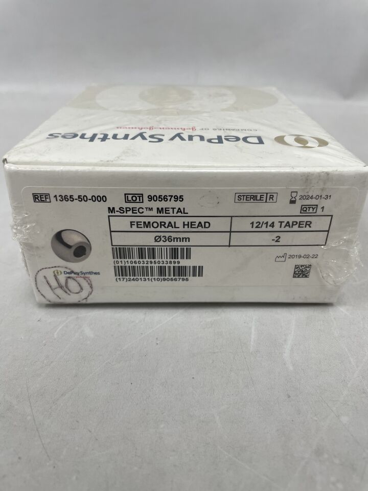 1365-50-000 - DEPUY - M-SPEC Metal Femoral Head, 12/14 Taper, 36mm, -2, (BX/1) - ( Expiry Date: 2024-01-31 )