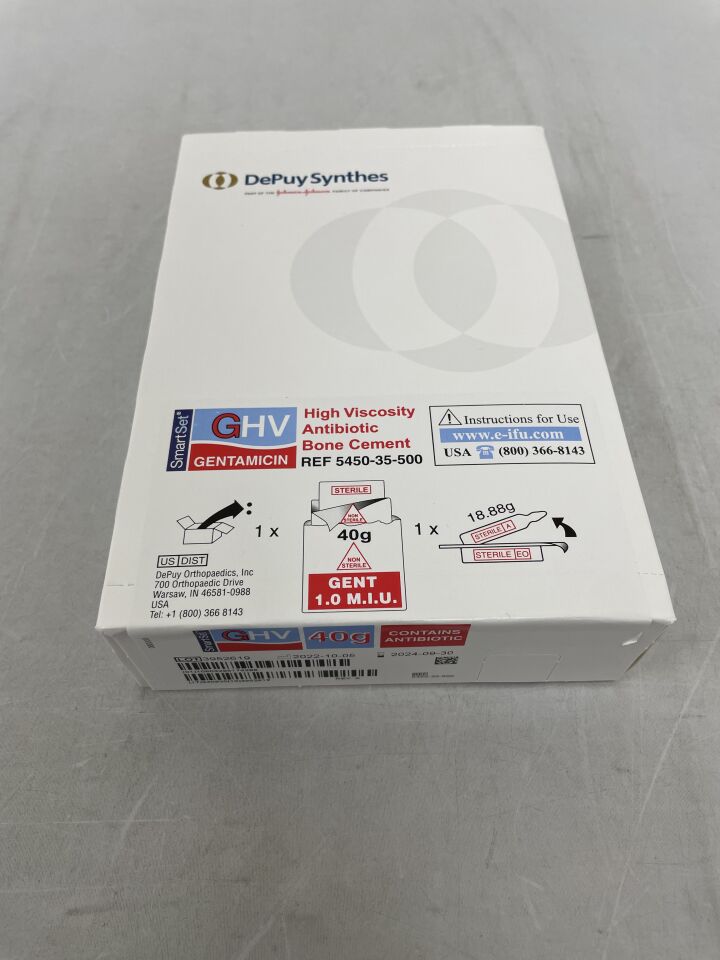 5450-35-500 - DEPUY - Smartset GHV High Viscosity Antibiotic Bone Cement, 40 g, (BX/1) - ( Expiry Date: 2024-09-30 )