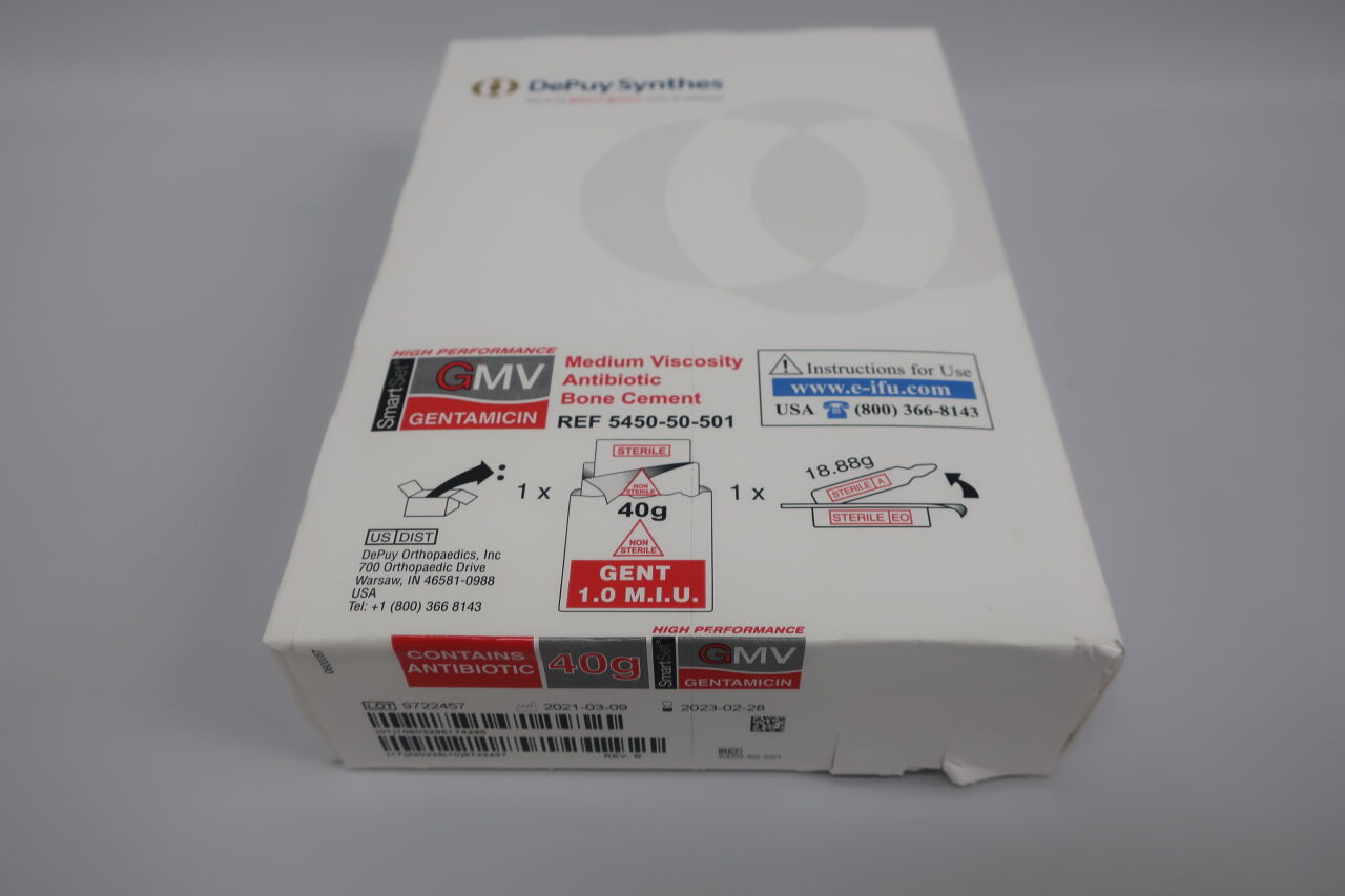 5450-50-501 - DEPUY - Smartset GMV Medium Viscosity Antibiotic Bone Cement, 40 g, (BX/1) - ( Expiry Date: 2024-12-31 )