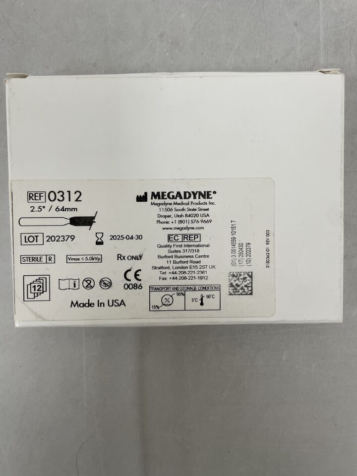312 - ETHICON - MEGADYNE Stainless Steel Blade Electrodes, (BX/12) - ( Expiry Date: 2025-04-30 )