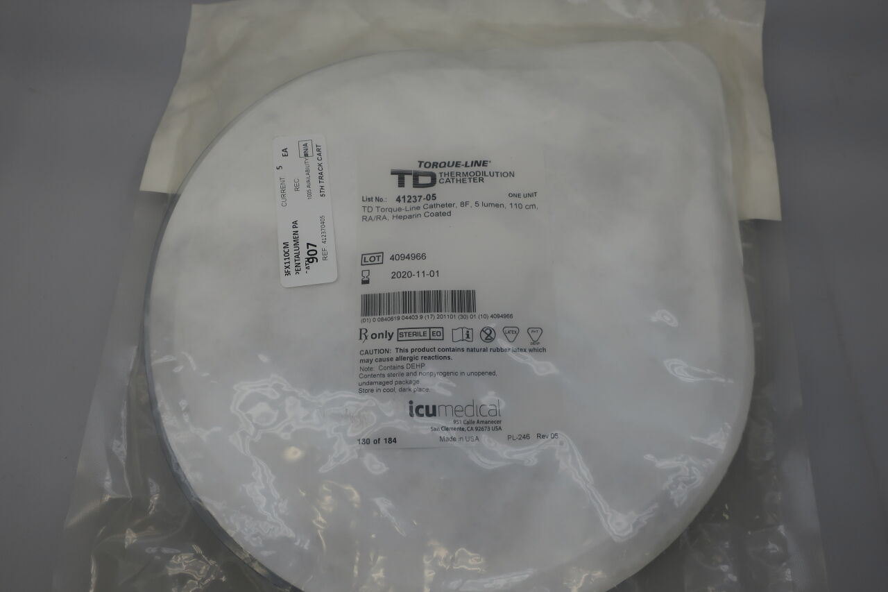 41237-05 - ICU MEDICAL - Torque-Line Thermodilution Catheter 8F x 110cm, Five-Lumen, RA/RA, Heparin, (EA) - ( Expiry Date: 2024-09-01 )