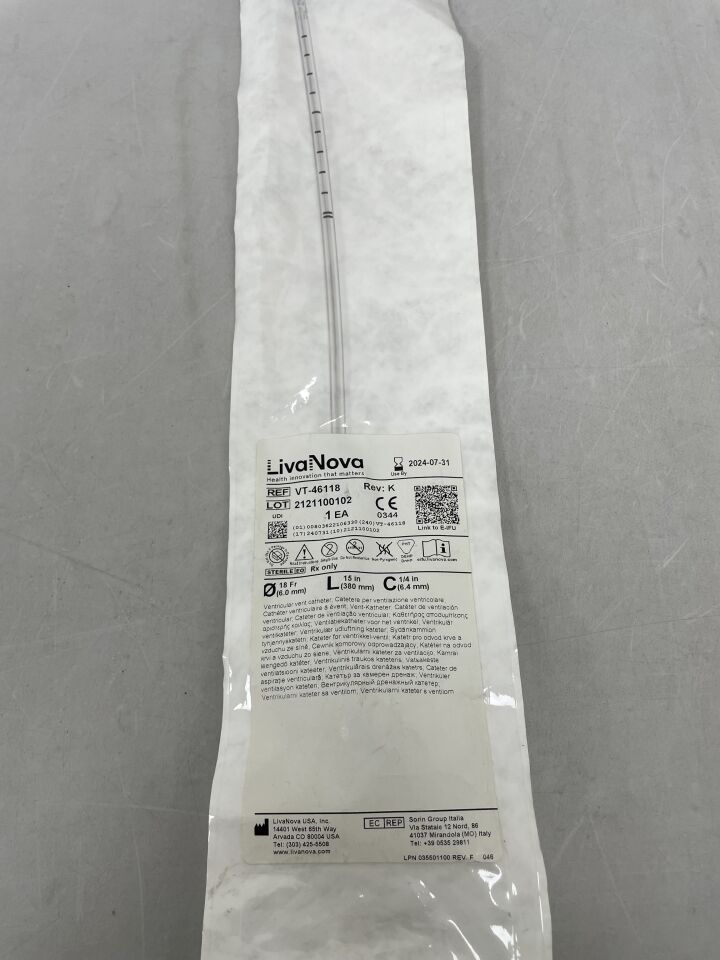 VT-46118 - LIVANOVA - Ventricular Vent Catheter 18F x 15", (EA) - ( Expiry Date: 2024-07-31 )