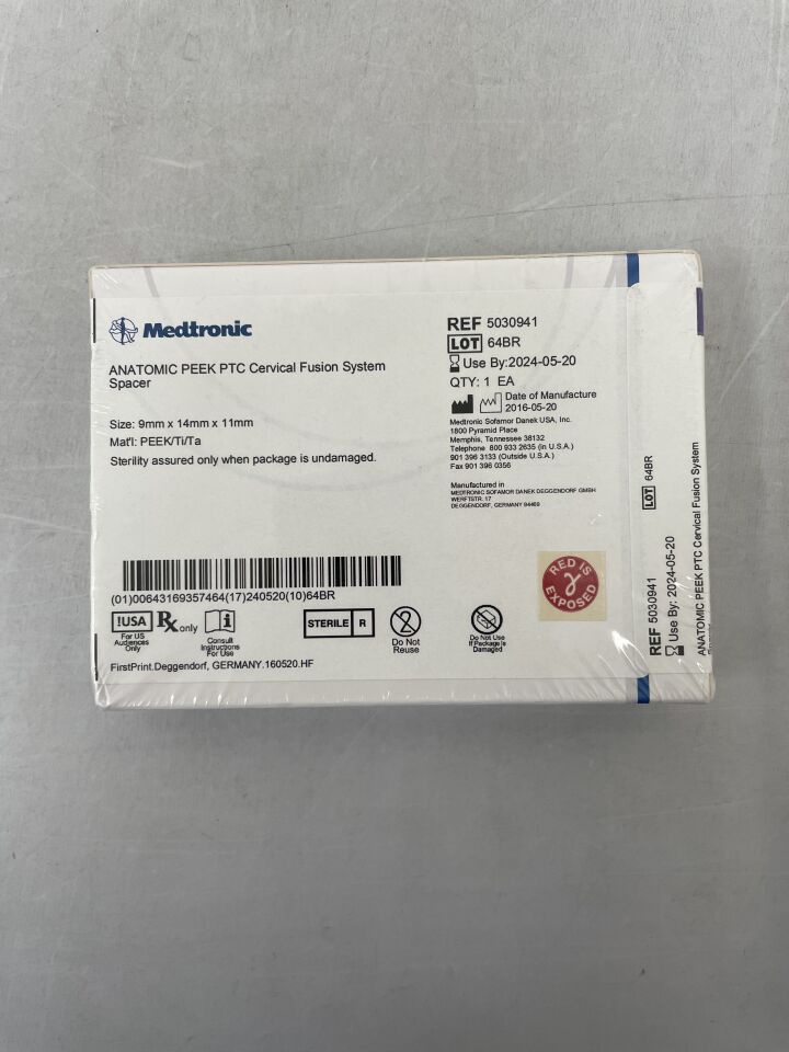 5030941 - MEDTRONIC - Anatomic Peek PTC Cervical Fusion System Spacer, 9mm x 14mm x 11mm, (BX/1) - ( Expiry Date: 2024-05-20 )