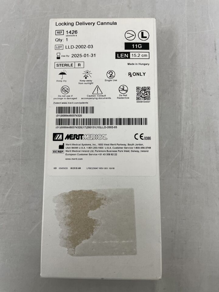 1426/B - MERIT MEDICAL - Locking Delivery Cannula, 15.2cm, (BX/1) - ( Expiry Date: 2025-01-31 )