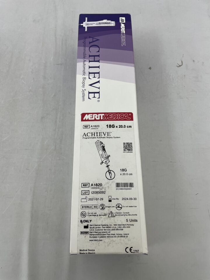 A1820/B - MERIT MEDICAL - Achieve Coaxial Biopsy System 18G x 20cm, (BX/5) - ( Expiry Date: 2024-09-30 )