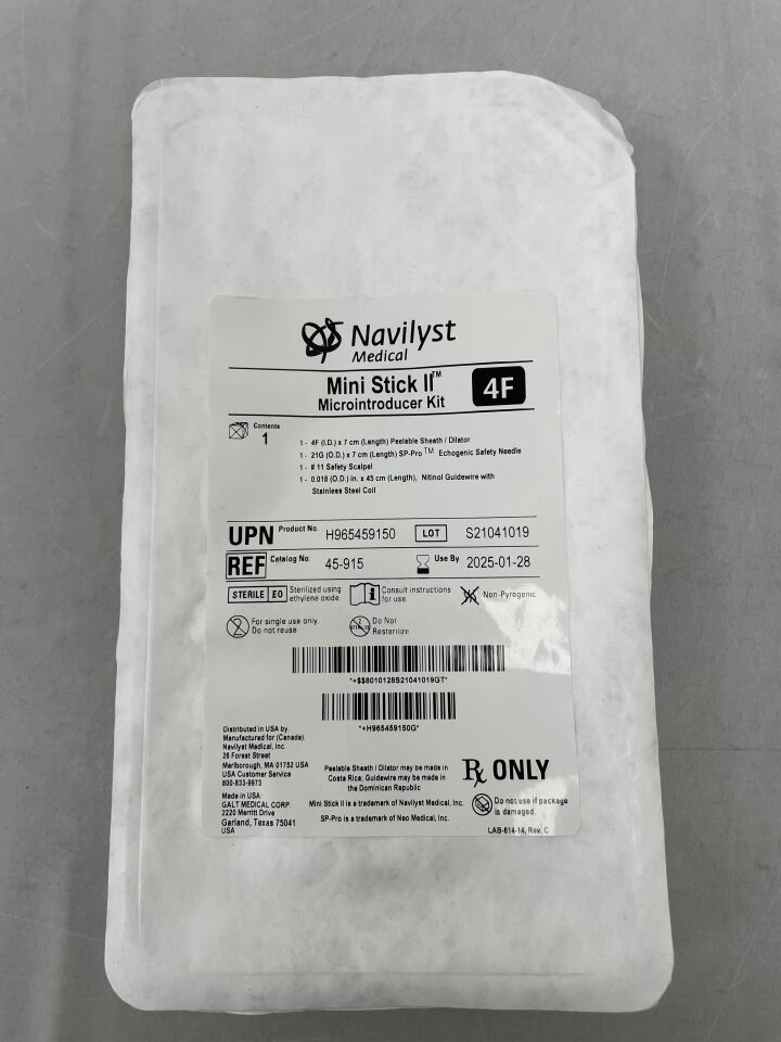 45-915 - NAVILYST - mini stick ii microintroducer kit, 4f x 7cm, 45cm nt/ss guidewire, (EA) - ( Expiry Date: 2025-01-28 )