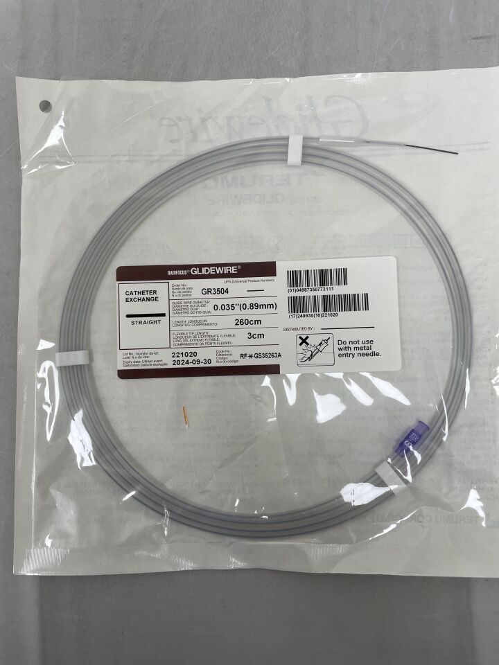 GR3504 - TERUMO - Radifocus Glidewire - Straight - .035" x 260cm x 3cm
, () - ( Expiry Date: 2024-09-30 )