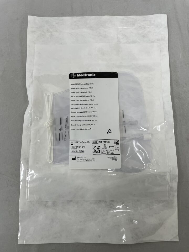 46124  -  MEDTRONIC  -  Becker EDMS Drainage Bag, 700ml , ( EA )  -  ( Expiry Date : 2027-04-15 )
