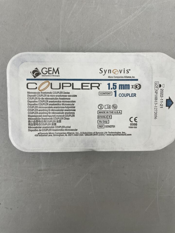 GEM2751  -  SYNOVIS  -  microvascular anastomotic coupler, 1.5mm , ( EA )  -  ( Expiry Date : 2025-05-04 )