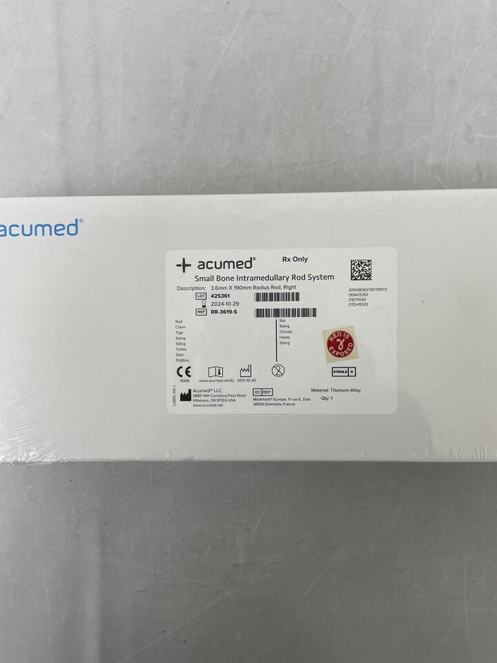 RR-3619-S - ACUMED - 3.6mm x 190mm radius rod, right, (BX/1) - ( Expiry Date: 2024-10-29 )