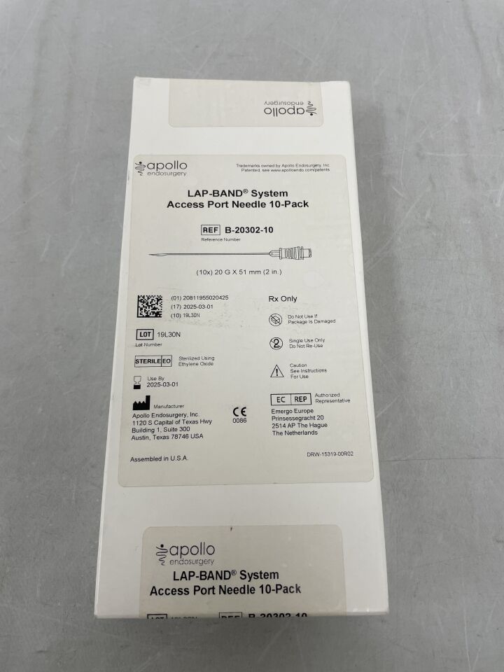 B-20302 - APOLLO - lap-band access port needle 2 inch pouch, (BX/10) - ( Expiry Date: 2025-03-01 )