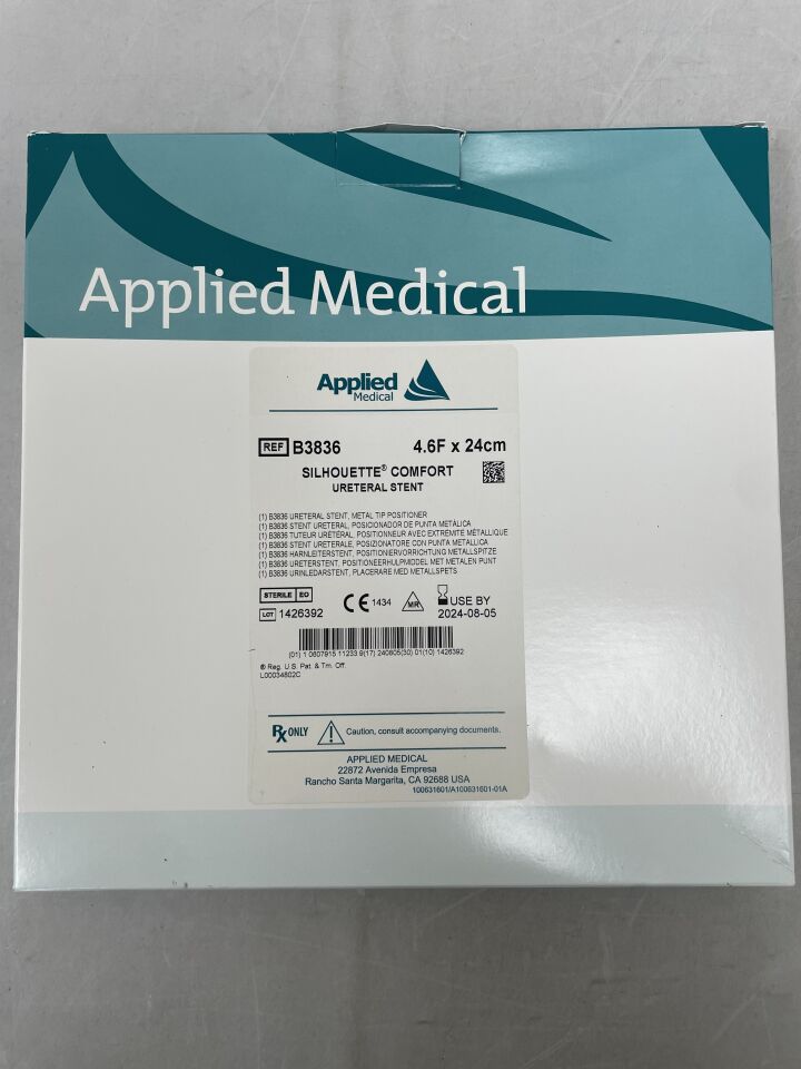 B3836 - APPLIED MEDICAL RESOURCES - Silhouette Comfort Ureteral Stent: 4.6F x 24cm, (BX/1)