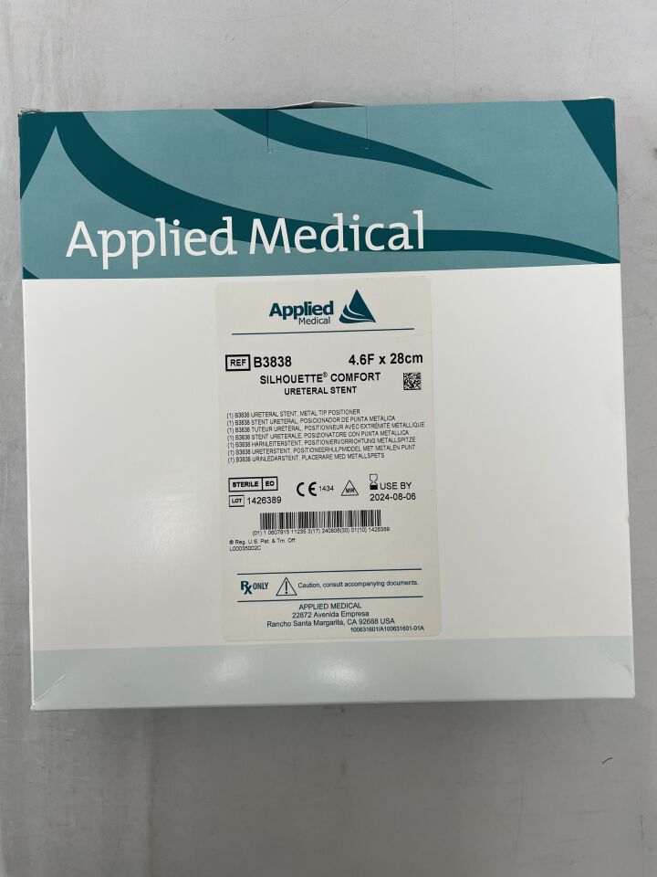 B3838 - APPLIED MEDICAL RESOURCES - Silhouette Comfort Ureteral Stent: 4.6F x 28cm, (BX/1)