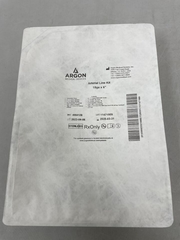 498412B - ARGON - Arterial Catheter Tray 18G x 6", (EA) - ( Expiry Date: 2025-03-31 )
