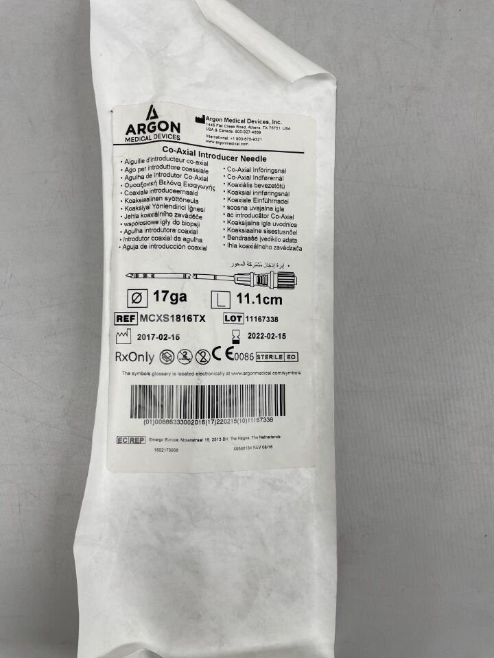 MCXS1816TX - ARGON - Co-Axial Introducer Needle, 17ga x 11.1cm, (EA) - ( Expiry Date: 2022-02-15 )