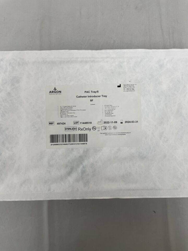 497424 - ARGON MEDICAL - PAC Tray/5 Catheter Introducer Tray, 8F, (EA) - ( Expiry Date: 2024-03-31 )
