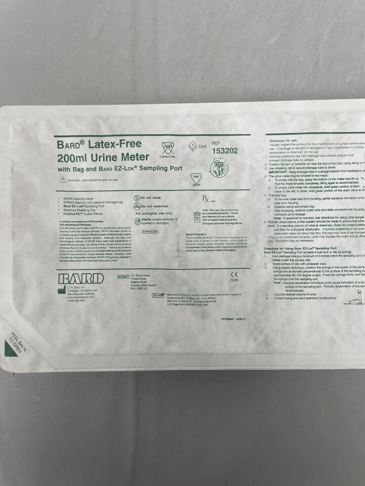 153202 - BARD - Urine Meter, 200ml Meter, Center Entry, (EA) - ( Expiry Date: 2024-11-30 )