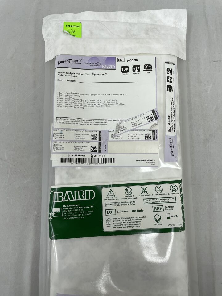 5653200 - BARD - Power-Trialysis Dialysis Catheter Kit, AlphaCurve 13F x 20cm, (EA) - ( Expiry Date: 2024-05-31 )